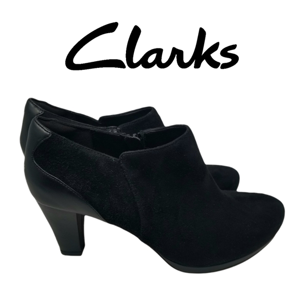 Clarks Shoes - New Clarks Chorus Jingle Black Suede Ankle Booties